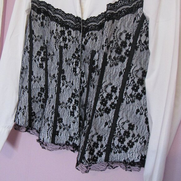 Ross Mayer Blouse, sz. 10, Cotton Blend, White /Black - Picture 3 of 8